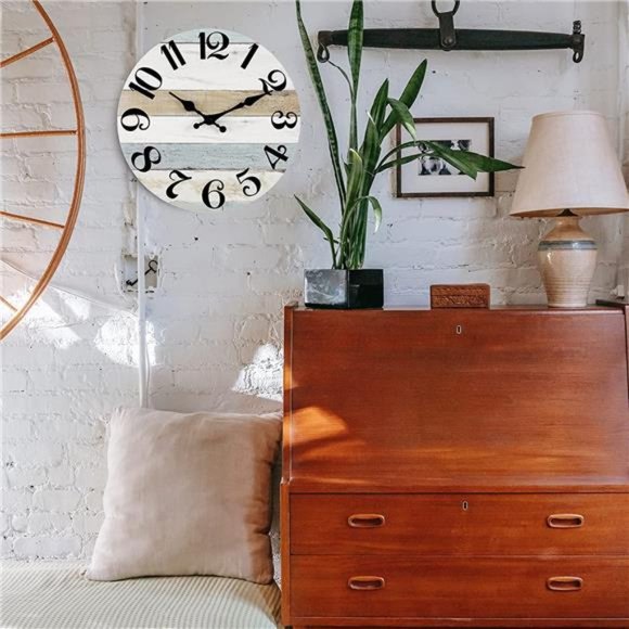 10 Inch Country Rustic Silent Non-Ticking Wall Clocks Battery Operated - Picture 3 of 6